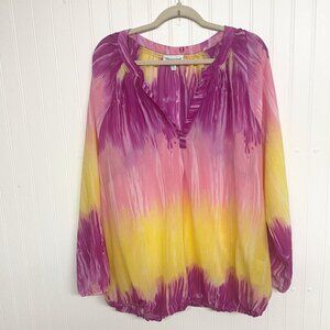 Shenanigans Tie Dye Sheer Tunic Sz 3X Summer Top Boho Shabby Chic Athleisure